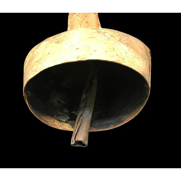 Hand-Forged Rustic Cow Bell With Braided Leather Strap 13"x6" For Farm Decor Or - Picture 3 of 7